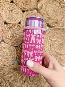 Slim Can Sleeve - Pink Bow