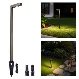 Gardenreet Solid Brass Low Voltage Landscape Path Light, 12V LED Outdoor Accent Pathway and Area Light(Modern L-shape 2404)