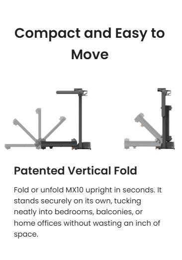 WalkingPad  MX10 Vertical Fold Treadmill | Upright Storage & 6.5MPH