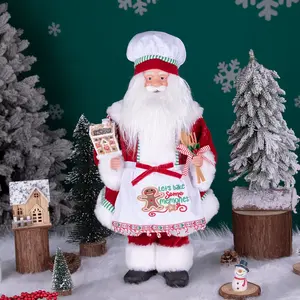 New Large Size Christmas Tree Decoration Cooking Chef Santa Claus Statue Doll with Gingerbread House Christmas Tree Topper Gifts