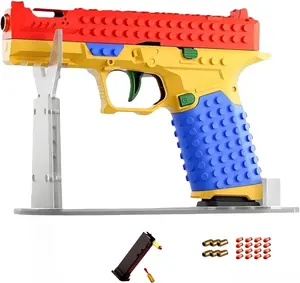 DIY Soft Bullet Gun Assembly Kit for Kids,Automatic Shell Ejecting Toy Pistol with Pull-Back Action, Educational Building Block Shooting Toy for Boys Gift