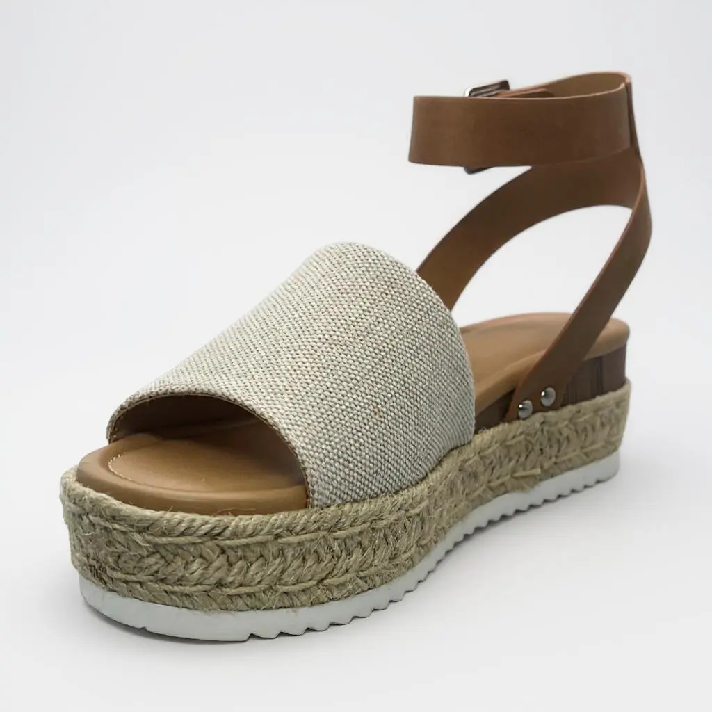 Fashion Mes Women's Espadrille Wedge Sandal — Flatform Ankle Strap Open Toe Casual