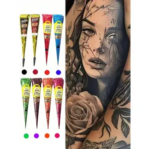 Henna Tattoo Paste |Special For Temporary Tattoos|Semi-Permanent & Waterproof Formula | Long-Lasting, No Fading | Easy To Use With Stencils | Beginner-Friendly|Suitable For Body Painting & Art Tattoos| Rich Pigmentation|Create Unique Temporary Tattoos