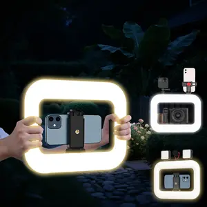 Rechargeable Portable Ring Light for Phone, LED Smartphone Light, Phone Video Stabilizer, Square Ring Light for Photography, Video Recording, Live Stream