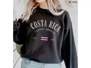 Costa Rica Sweatshirt, Costa Rica Shirt Flag Crewneck Vacation Pullover Costa Rica Gift Vintage Travel Shirt Souvenir San Juan Clothing