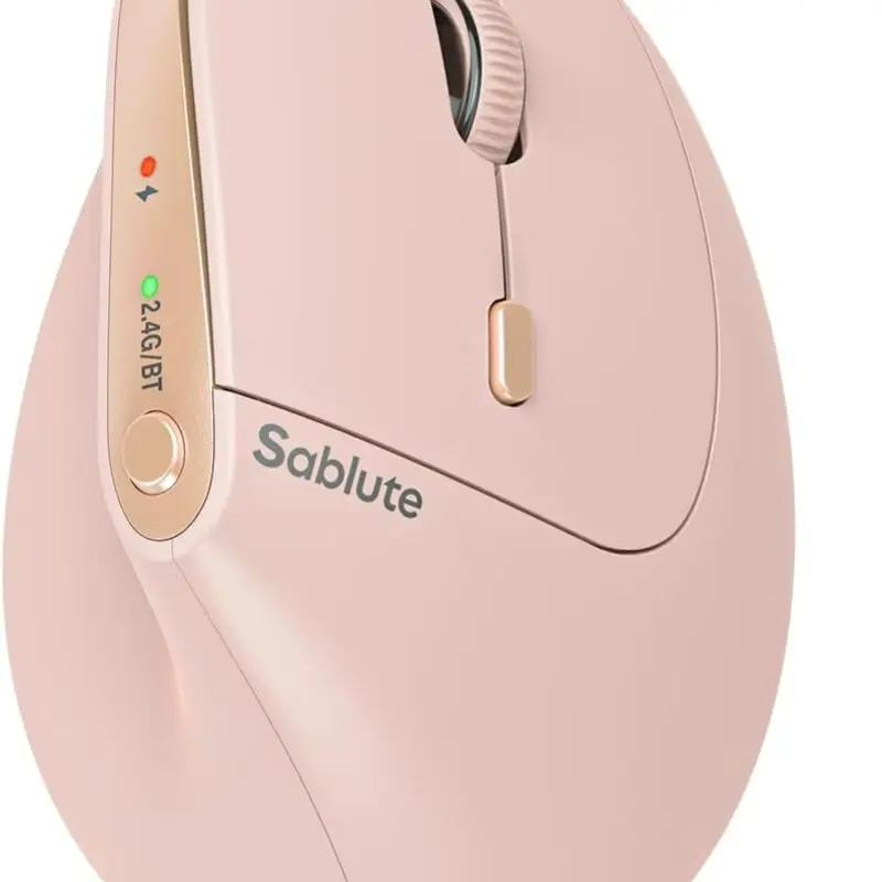 SABLUTE MAM3 Ergonomic Vertical Wireless Mouse for Small Hands - Rechargeable Office Accessory with Silent Click, Adjustable DPI, Dual-Device Bluetooth, 300-Day Standby, Automatic Sleep (Windows, Mac OS Computers/PCs/Laptops), Office Accessories
