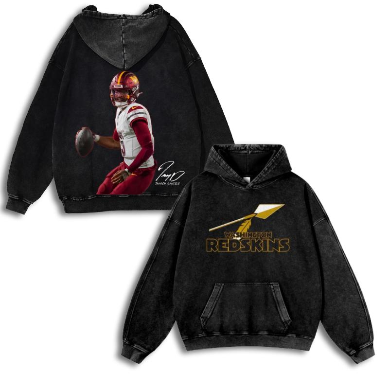 Washington Redskins Casual Washed Hoodie V2 | Pigskin Legacy Apparel, Washington Faithful Pride, Vintage Fade Hail Edition