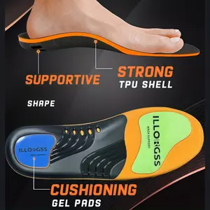 Flat Feet Correction & Arch Support Insoles - 1 Pair Soft PU Shoe Inserts for Pain Relief & Foot Pressure - High Elasticity Shock Absorption, Ergonomic Design for Sports Shoes, Casual Shoes, and Daily Wear | Orthotic Insole for Flat Foot Relief