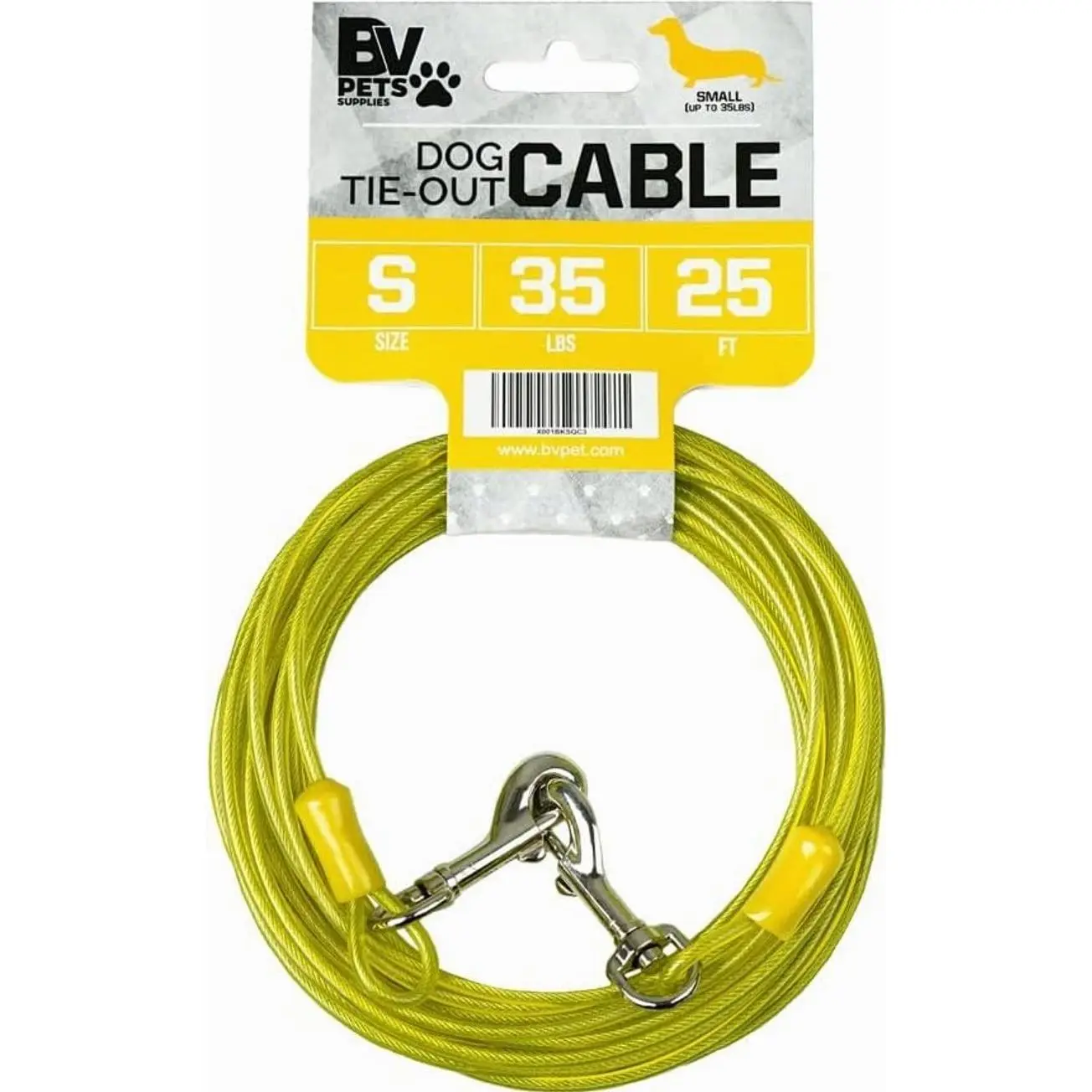 Dog Tie Out Cable 25 Feet - Heavy Duty Dog Lead Up to 35 Pounds - Reflective & Rust-Free with Quick Release
