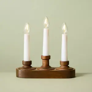 7.95" Wood Christmas Window Flameless Candelabra - Hearth & Hand with Magnolia