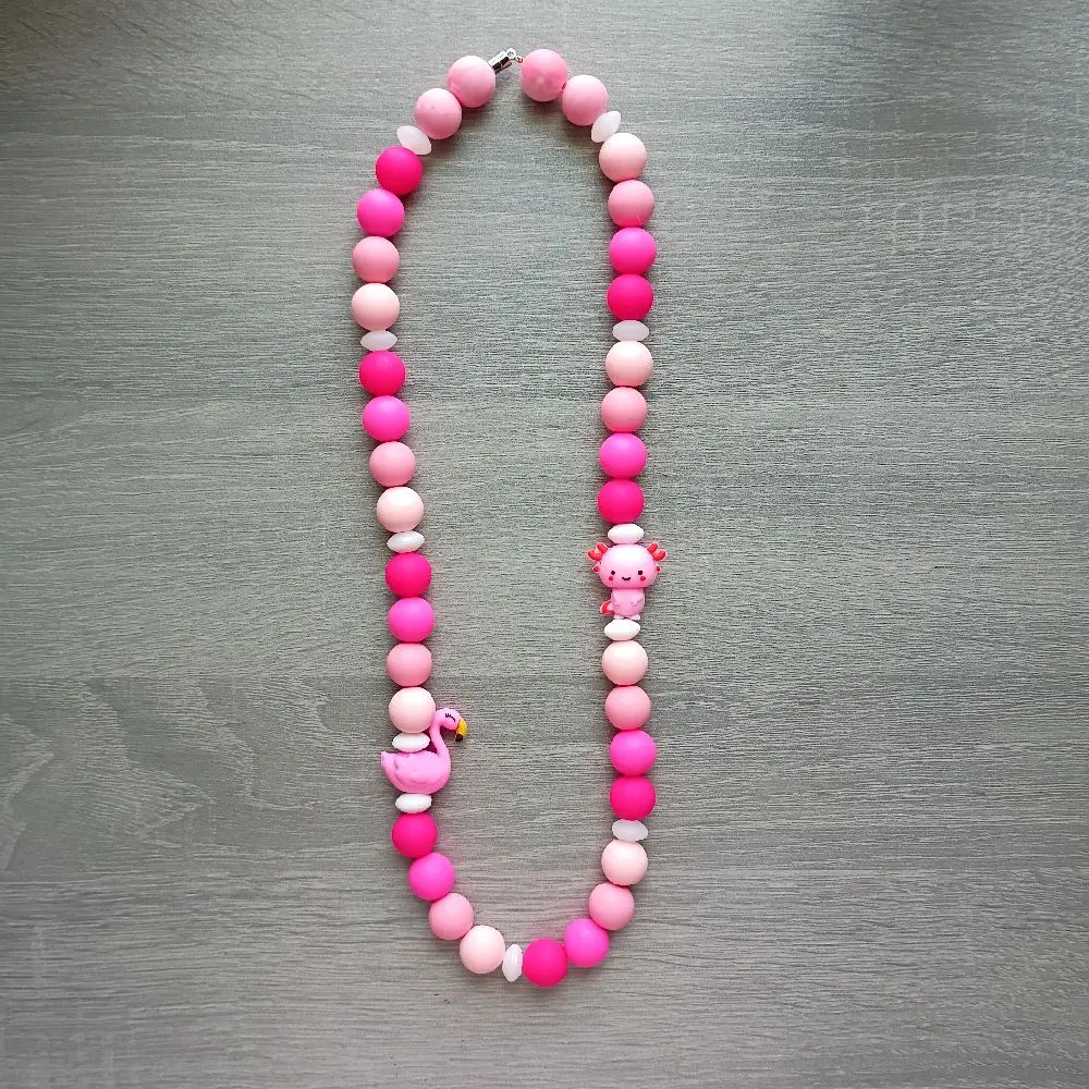 Nursing Necklace Pink Silicone