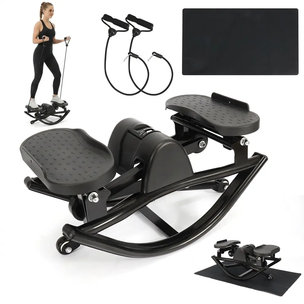 Rock Stepper, Side-to-Side Lateral Stepper with Digital Monitor, Resistance Bands & Non-Slip Mat, Compact Full-Body Home Workout Equipment