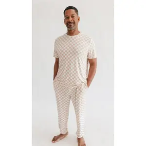 Adult Jogger Set In Neutral Checkered