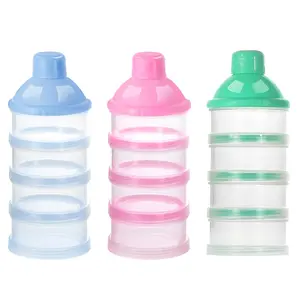 Formula Dispenser On The Go, 4 Compartments Stackable Formula Container for Travel, Baby Milk Powder Kids Snack Container, BPA Free ﻿