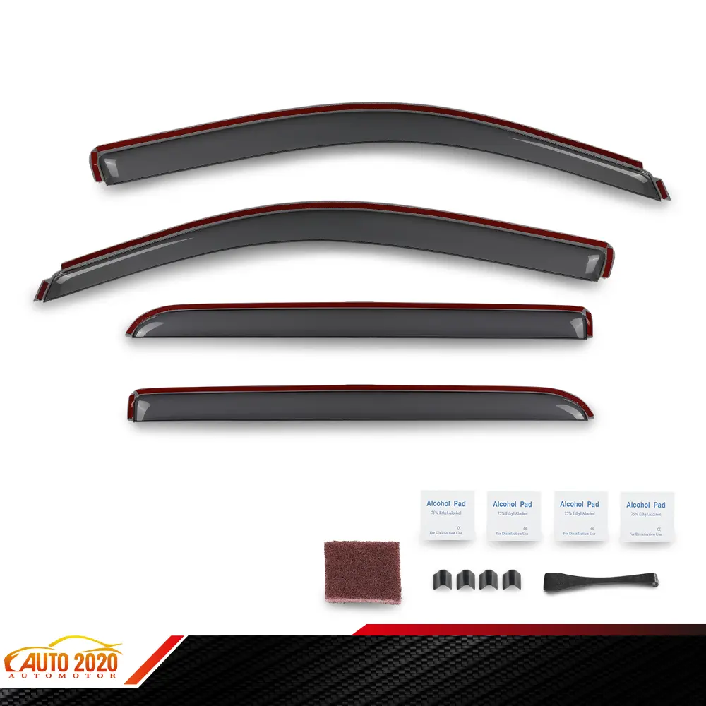 4-Pc Automotive Vent Window Visor Deflectors, Reinforced Acrylic Tape-Mount, Weatherproof UV-Resistant Car Exterior Accessories for Chevy Silverado & GMC Sierra Crew Cab 2014-2018