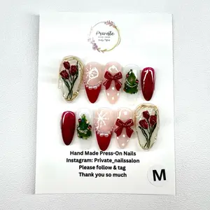 Private nails | Christmas holidays design 100% handmade reusable