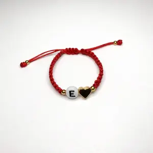 Adjustable Red String Bracelet with Initial & Heart Charm – Love & Protection