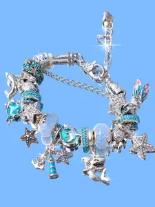 Ocean Style Shark Dolphin Charm Bracelet, Beach Starfish Ship DIY Bracelet, Heart Dolphin Bracelet, Ocean Animal Memorial Bracelet