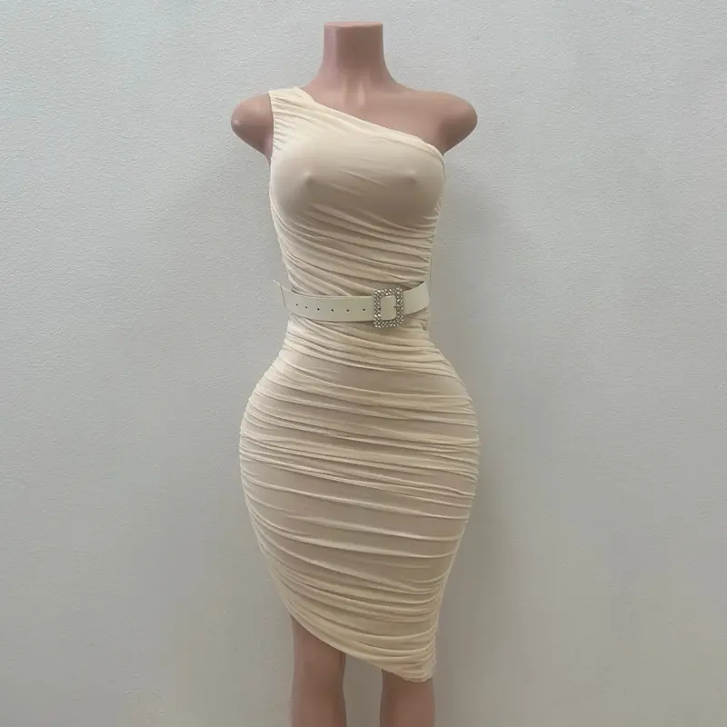 Women's Champagne and Blush Pink Party Dress for Formal Celebrations