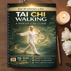 10-Min Tai Chi Walking for Weight Loss, 28-Day Gentle Plan, Boost Metabolism, Burn Fat, Easy Healthy Exercise Routine, Health Fitness Program, Guided Journal