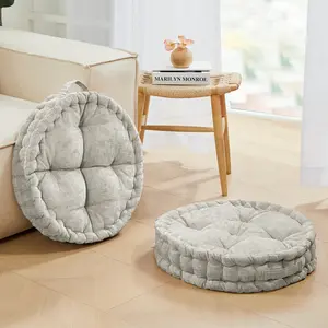Deconovo Floor Cushions for Adults, Meditation/Yoga Cushions for Sitting, Round Foor Pillow Lustrous Tufted Chenille, Window Seat Cushions Indoor, Bench/Chair Mat, Reading Nook