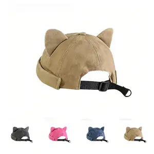 Vintage washed and distressed beanie hat, adjustable skullcap, hipster summer sun hat suitable for daily commuting