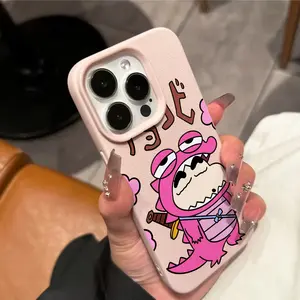 Adorable Crayon Shin-Chan Phone Case Compatible with iPhone 16/15/14/13/12/11 Pro Max Plus, Shockproof Soft Back Cover Gift for Couples