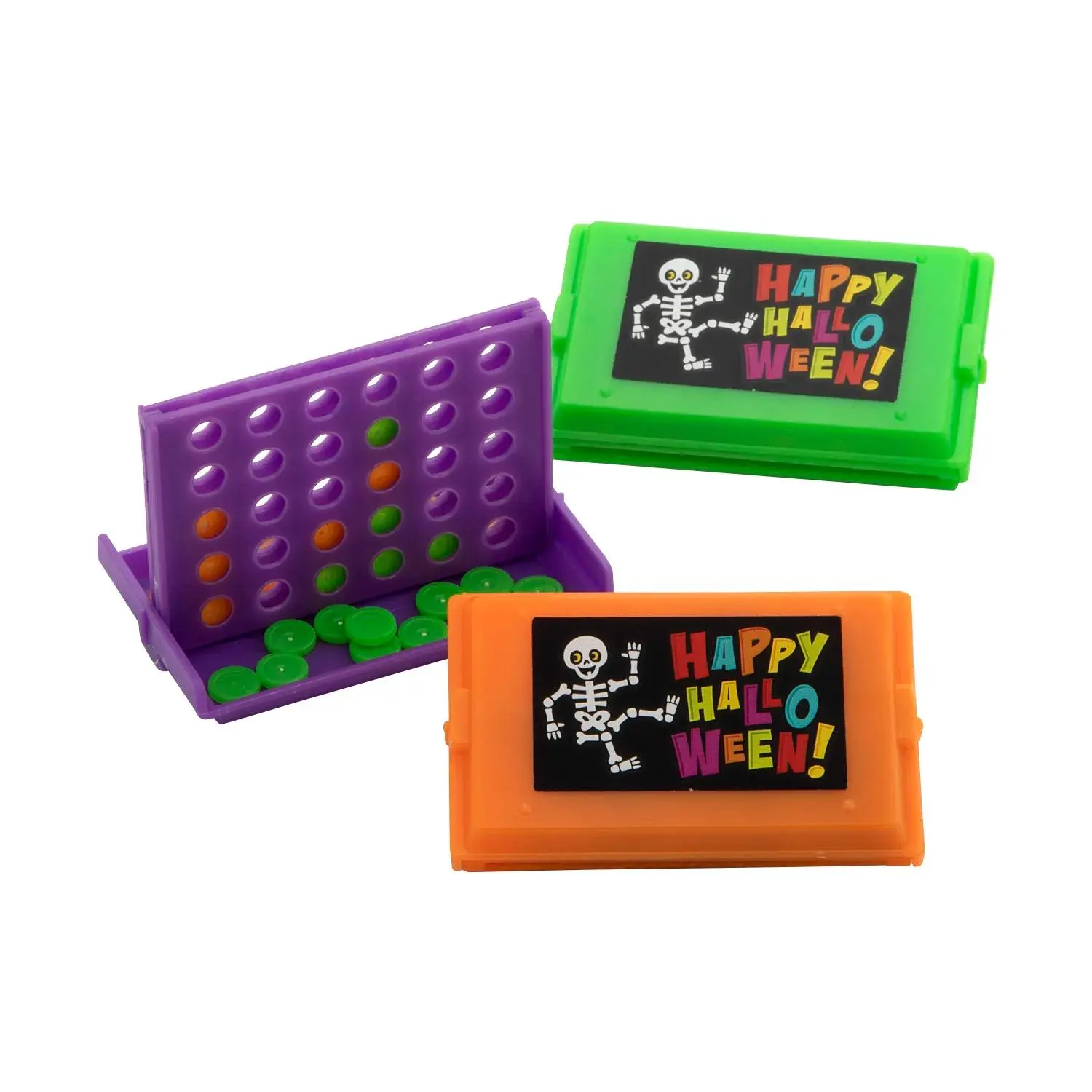 3" x 2" Mini Halloween Purple, Green & Orange Connect Disc Game - 12 Sets