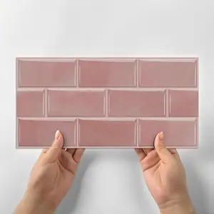 6pcs/12pcs/24pcs Blush Pink Self-Adhesive Wall Tiles - Self-Adhesive Subway Tiles Backsplash, Waterproof Removable Brick Wall Stickers, Suitable for Kitchen Bathroom RV Home Decor