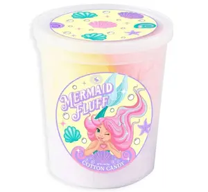 Chocolate Storybook Mermaid Fluff Cotton Candy - Grape Banana & Strawberry Flavors Hand-Spun for Nostalgic Fluffy Texture Parve Kosher Certified