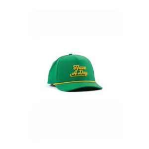 Have a Day Green and Gold Rope Hat