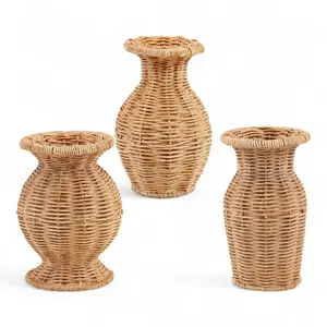 Resin Wicker Basket Weave Vase | 3 Styles