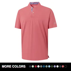 MAELREG Mens Golf Shirts Collarless Performance Dry Fit Moisture Wicking Casual Solid Short Sleeve Henley Shirts for Men