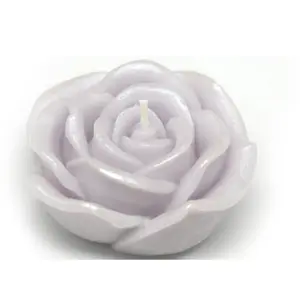 212 MAIN Unscented 3 in. Purple Rose Shape Round Solid Wax Floating Water Candles, 12pc Box (CFZ-073) - 5-6 Hour Burn Time, Floating Disc Design, for Wedding Decor, Camping Hiking Ornaments, Outdoor Lights
