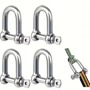 4 Pack D-Type Ring Locks, Metal Alloy Building Strap, Vehicle Rescue, Tow Truck Fixing, Multi-Purpose Hardware, Rust-Resistant Stainless Steel Chain Links, Lock Set