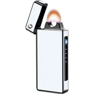 Arc Plasma Lighter USB Windproof Lighter for Candle (Silver)