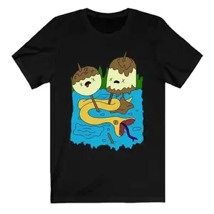 Princess Bubblegums Rock Adventure Time Black TShirt Snake Print T-Shirt, Men's Novelty Cartoon Graphic Cotton Tee, Fun Summer Streetwear