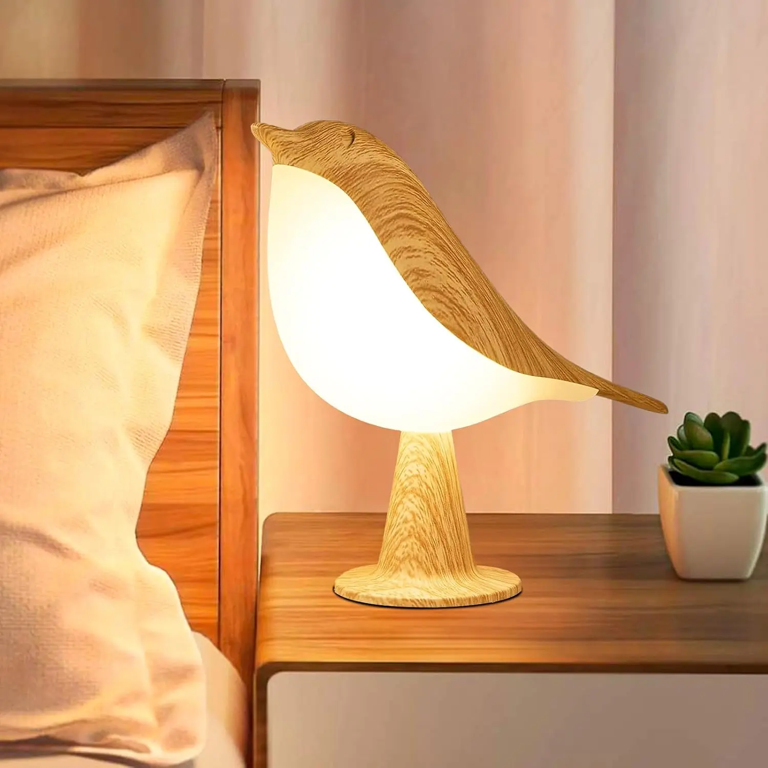 Desk Lamp, Cute Bird Light Cordless Lamp with 3 Color Temperature and Touch Sensor,Kids Night Light with Rechargeable Battery for Bedroom Nightstand Bedside Table Room Decor