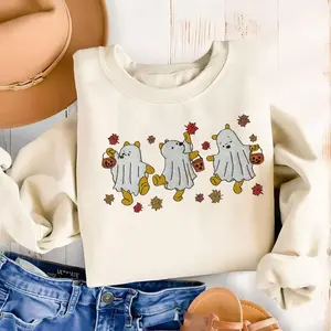 Embroidered Pooh Ghost Halloween Sweatshirt, Winnie The Pooh Halloween Shirt, Spooky Season Shirt, Halloween Women's Shirt