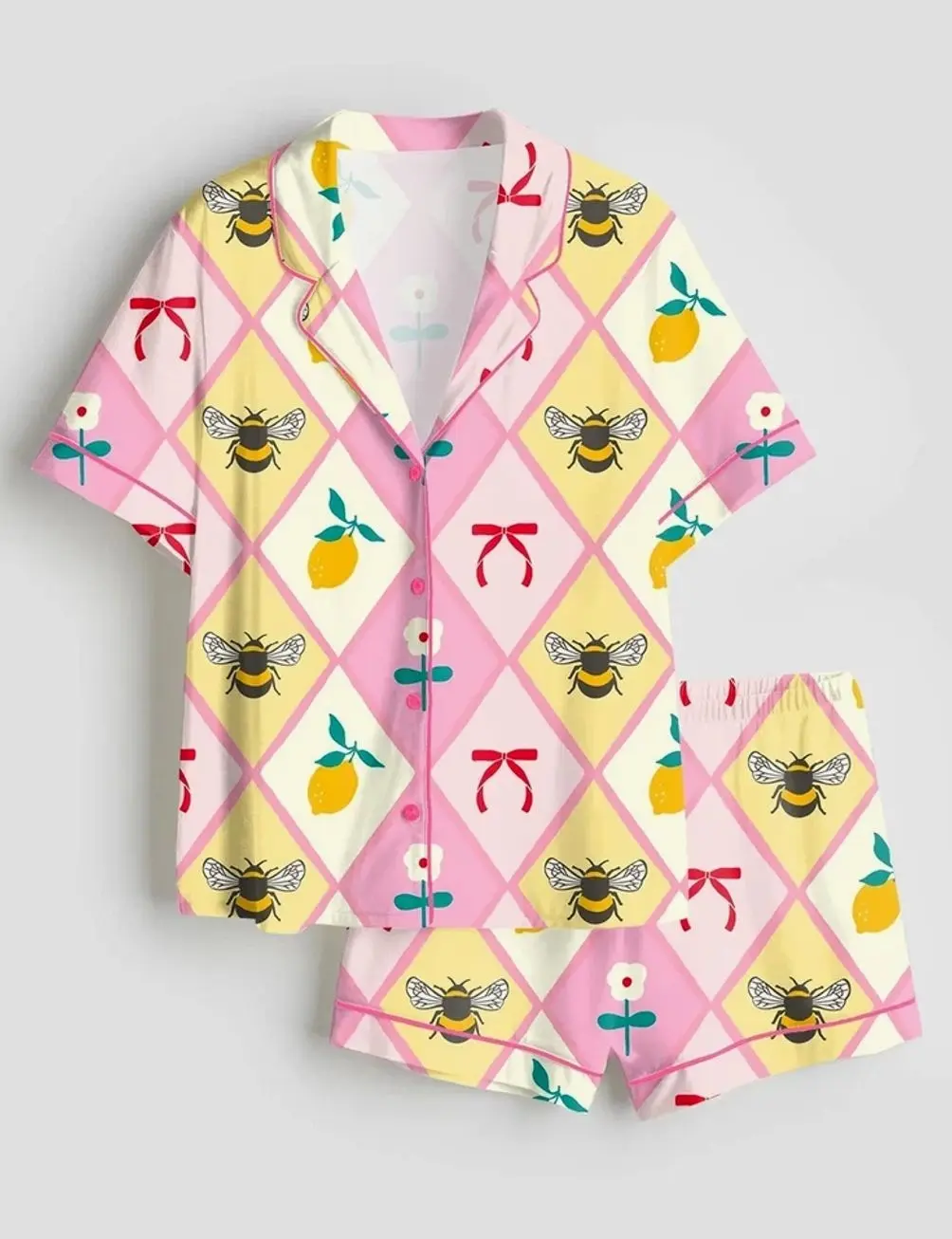 Bumblebee Art Spring Vibes Pajama Set, Sleepwear for Women