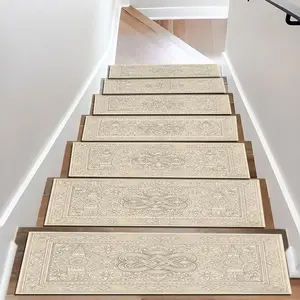 6/8/15 Piece Stair Mat Set, Vintage Celtic Knot Pattern, Non-Slip Rubber Bottom, Indoor Outdoor Use, Suitable for Kids, Elderly and Pets, Perfect Home Decoration Supplies