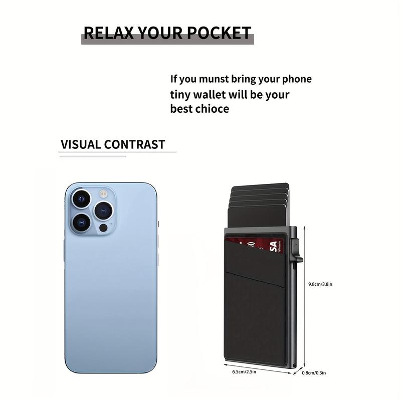 everyday  carry  wallet Pemegang Kad Kredit, Pop Timbul Automatik, Reka Bentuk Minimalis, Penyekat RFID, Dompet Kad Perniagaan Lelaki, Hadiah Ideal untuk Lelaki Hitam Bags