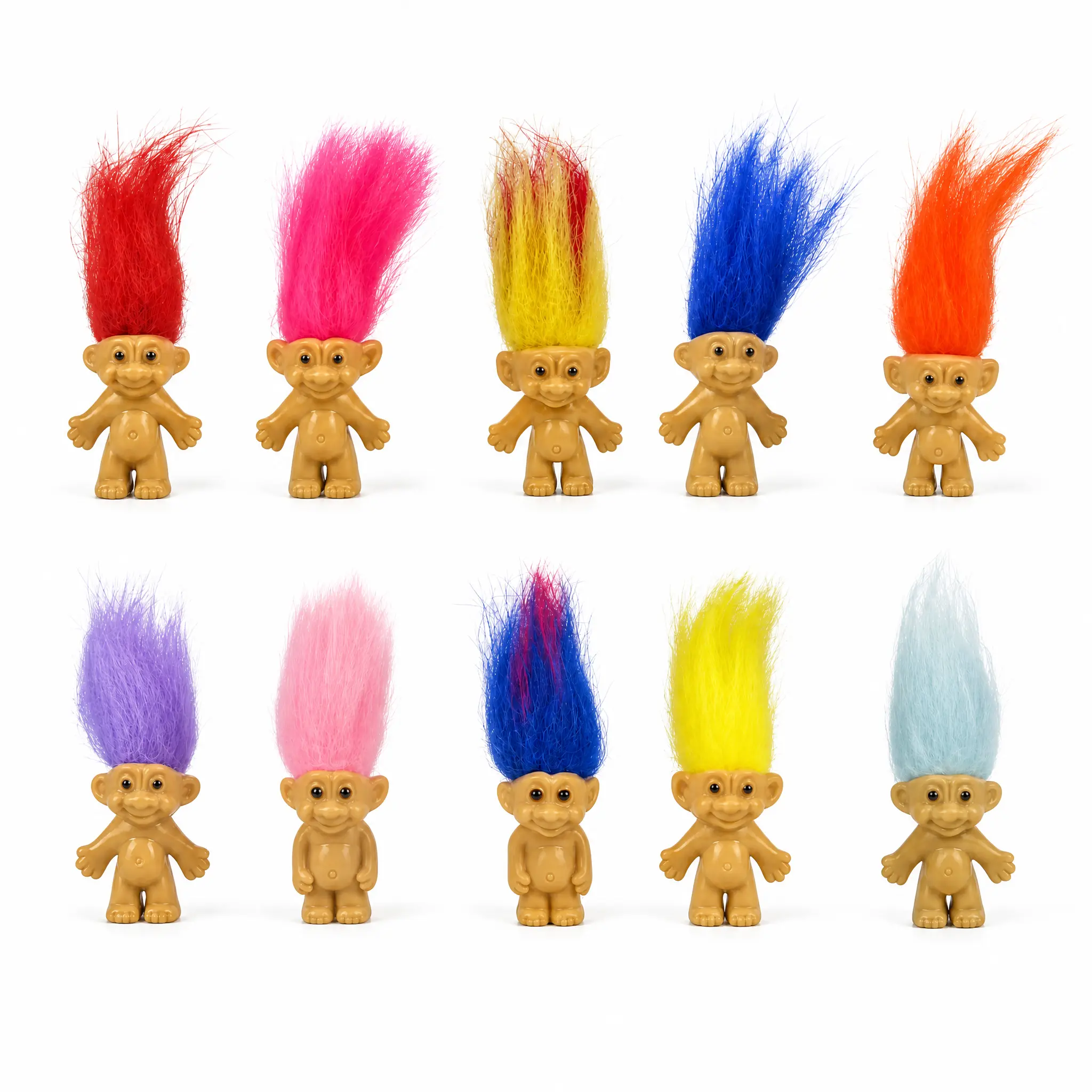 YINTLILOCN 10PCS Vintage Lucky Mini Troll Dolls, 1.2 Inch Colorful Hair Cute Figures, Mini 3D Collectible Action Figures, Whimsical Toys for Birthday Cake Toppers, Party Favors, Christmas Festival Trinkets, DIY Craft Gifts, Caketoppers