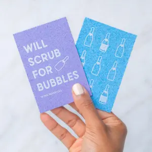 Biodegradable Pop-Up Sponge Set of 2 - Purple & Blue | Will Scrub for Bubbles | Funny Eco-Friendly Sponges for Bubbly Lovers