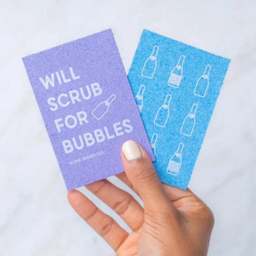 Biodegradable Pop-Up Sponge Set of 2 - Purple & Blue | Will Scrub for Bubbles | Funny Eco-Friendly Sponges for Bubbly Lovers