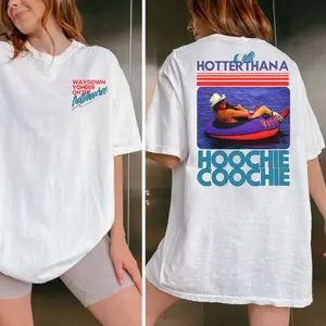 Hotter Than A Hoochie Coochie Two Sides Tshirt Sweatshirt Hoodie, Chattahoochee Jackson Country Song, Hot Summer Crew Neck Graphic T-Shirt Womenswear