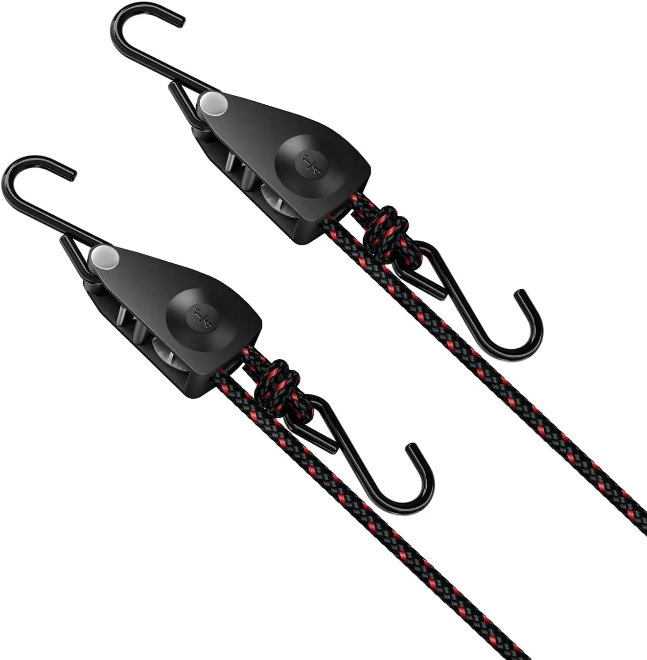 1/4" Ratchet Tie Down Straps, 2-Pack & 12FT Adjustable Rope Hangers