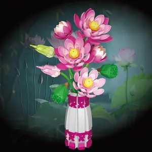 Lotus Bouquet Building Blocks, Art Flowers Building Blocks, Vase Models, Assembled Toys, Puzzle Toys, Creative Building Blocks, Ornaments