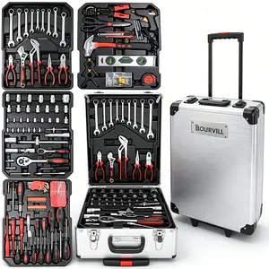 Bourvill 899PCS Tool Set,Aluminum Rolling Tool Chest with 4 Drawers,Complete Mechanic & Home Repair Kit,Father’s Day Gift for Dad  Home Toolbox Kit Hand Tools #fathersdaygift