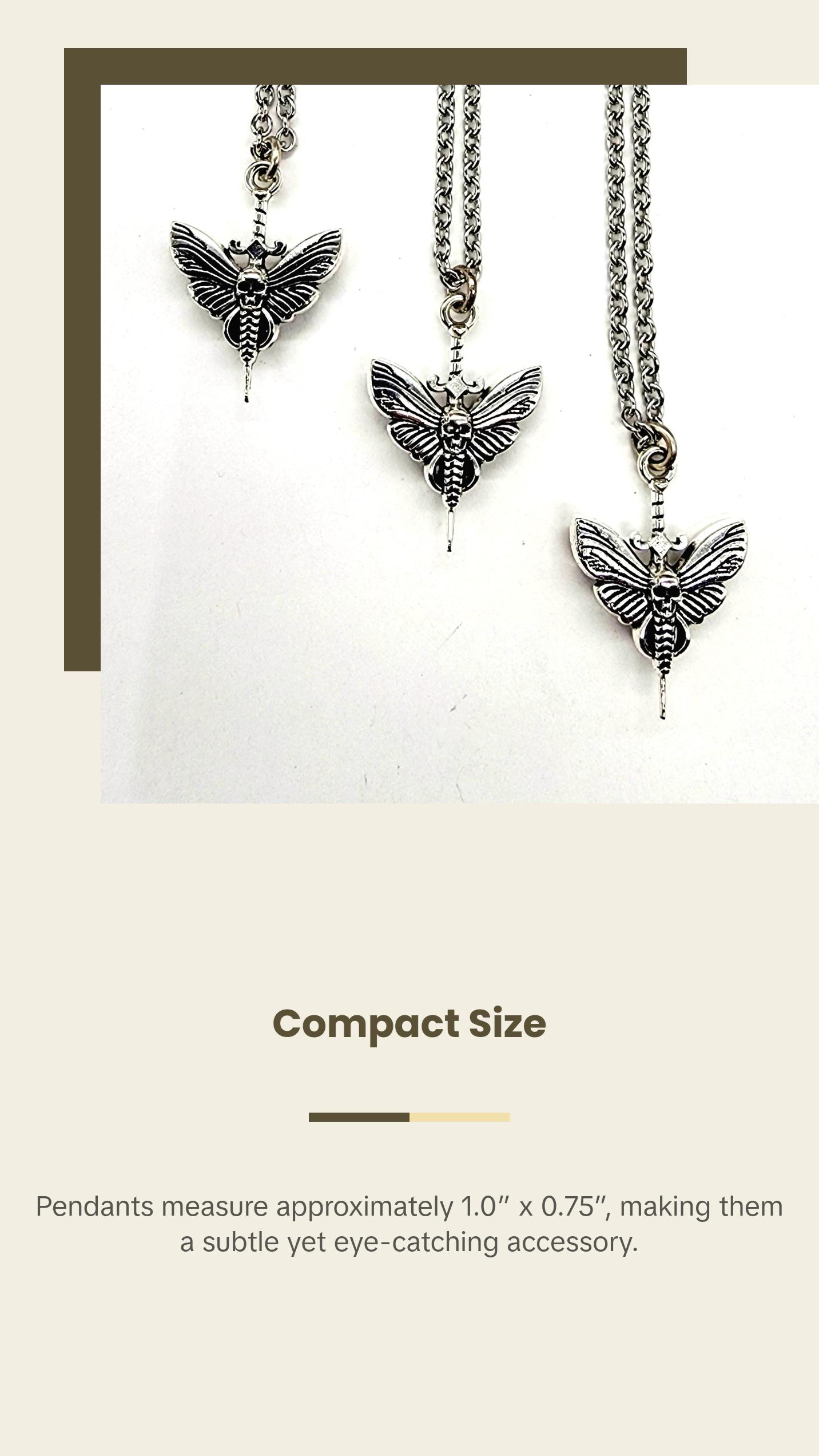Death's Head Hawkmoth Dagger Necklace // Stainless Steel Chain